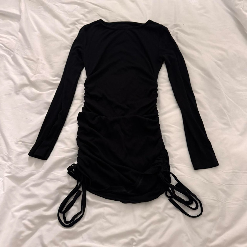 Black Ruched Bodycon Dress